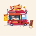 Hotdogs Food TruckÃ¢â¬Å½. Street Food Truck concept with merchant c
